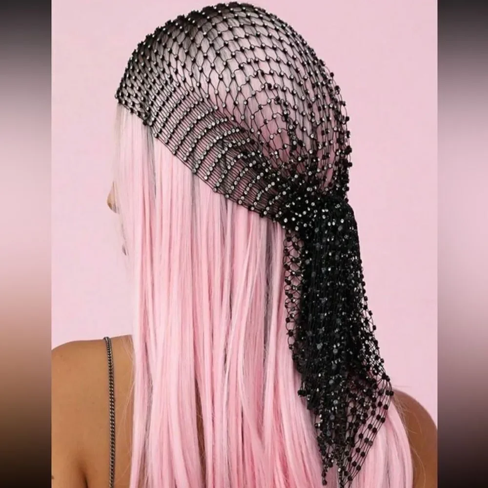 Black Mesh Headscarf P25